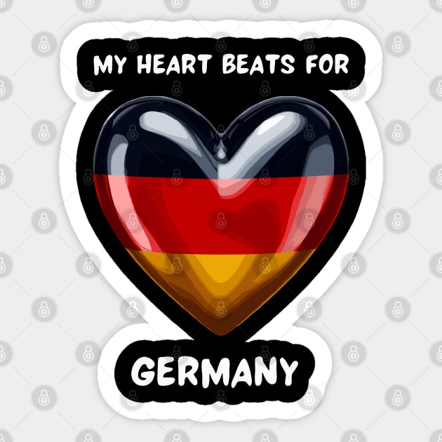 My Heart Beats For Germany Flag Sticker by Graceful Designs